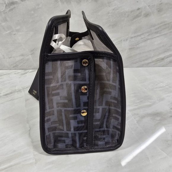 Fendi Azure/Zucca Print Black Mesh Bag - Picture 3 of 14
